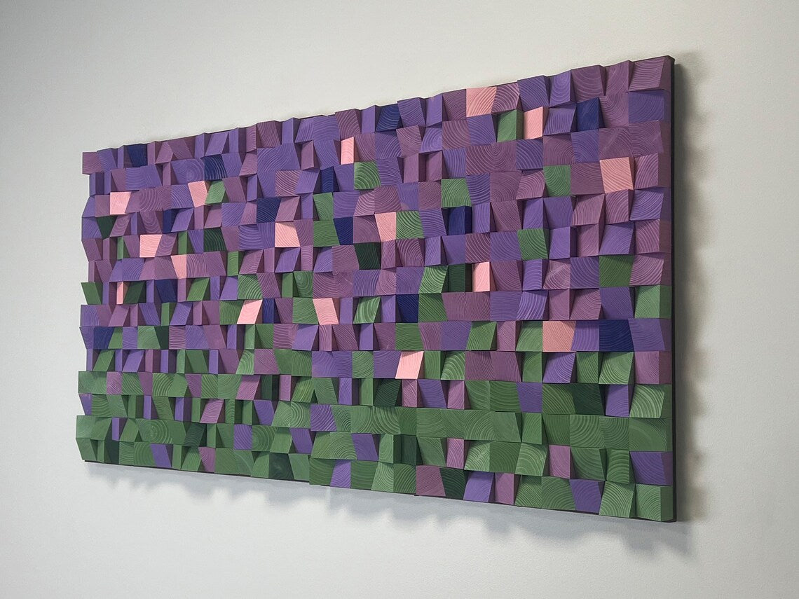 Lavender field Wood Mosaic Wall Decor