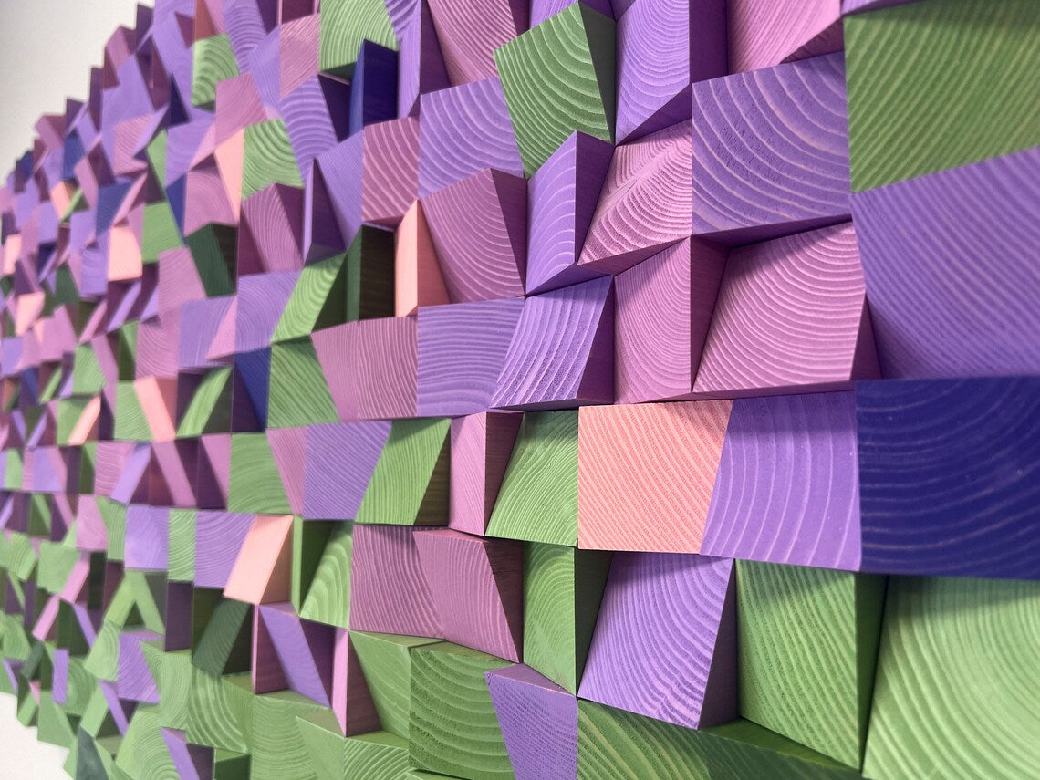 Lavender field Wood Mosaic Wall Decor