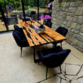 Classy Black Modern Rustic Epoxy Resin Dining Table