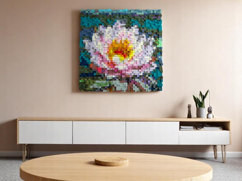 Lotus Wood Mosaic Wall Decor