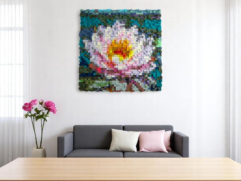 Lotus Wood Mosaic Wall Decor