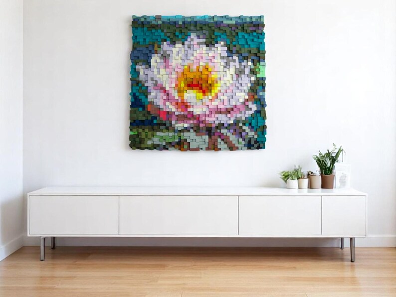 Lotus Wood Mosaic Wall Decor