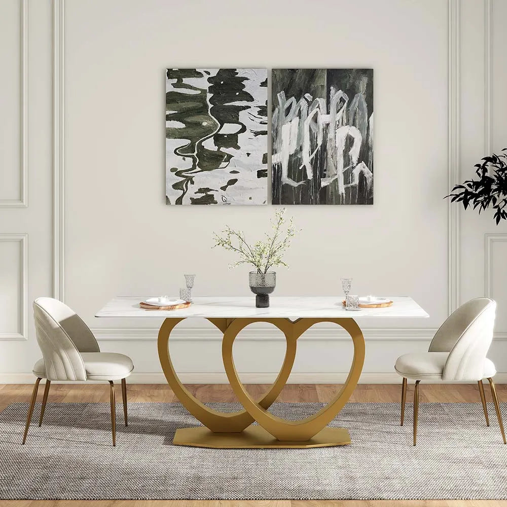 Modern Love Birds White Marble Dining Table
