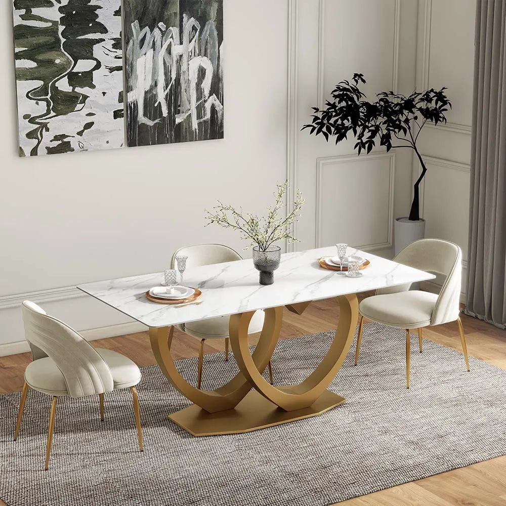Modern Love Birds White Marble Dining Table