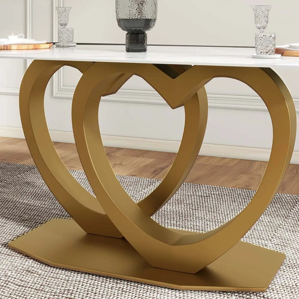 Modern Love Birds White Marble Dining Table