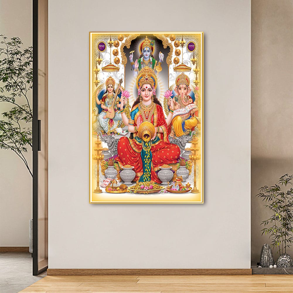 Maa Laxmi Crystal Painting With LED