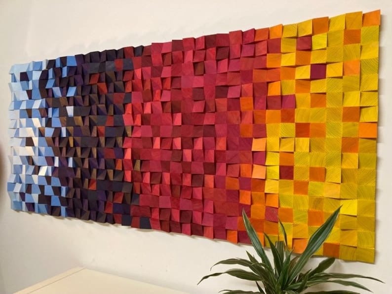 Mesmerizing Breaking Dawn Wood Mosaic Wall Decor