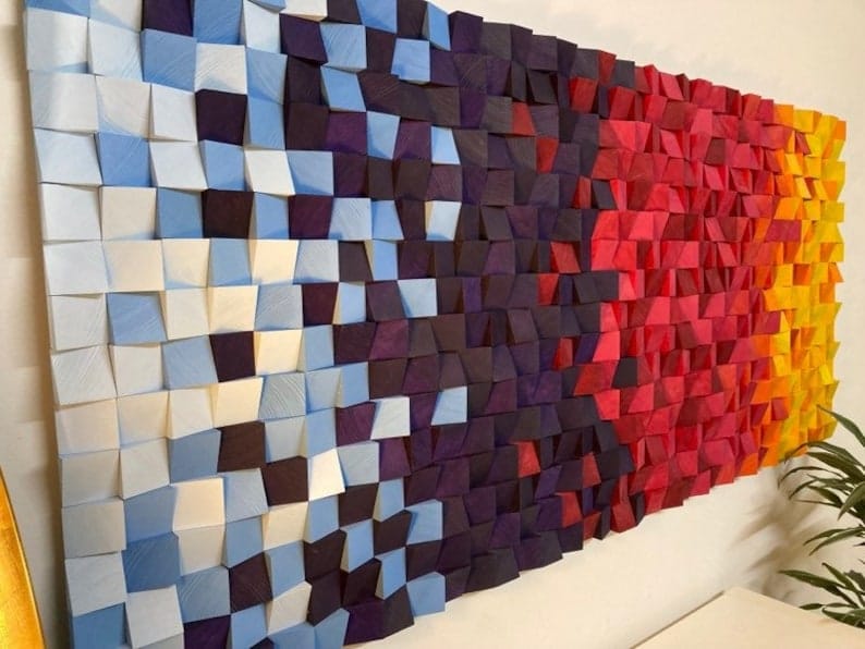 Mesmerizing Breaking Dawn Wood Mosaic Wall Decor