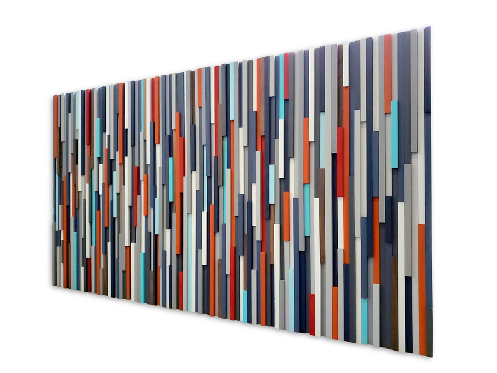 Mid Century Modern Art Plank Wood Mosaic Wall Decor