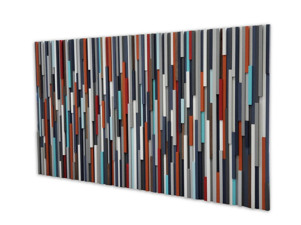 Mid Century Modern Art Plank Wood Mosaic Wall Decor