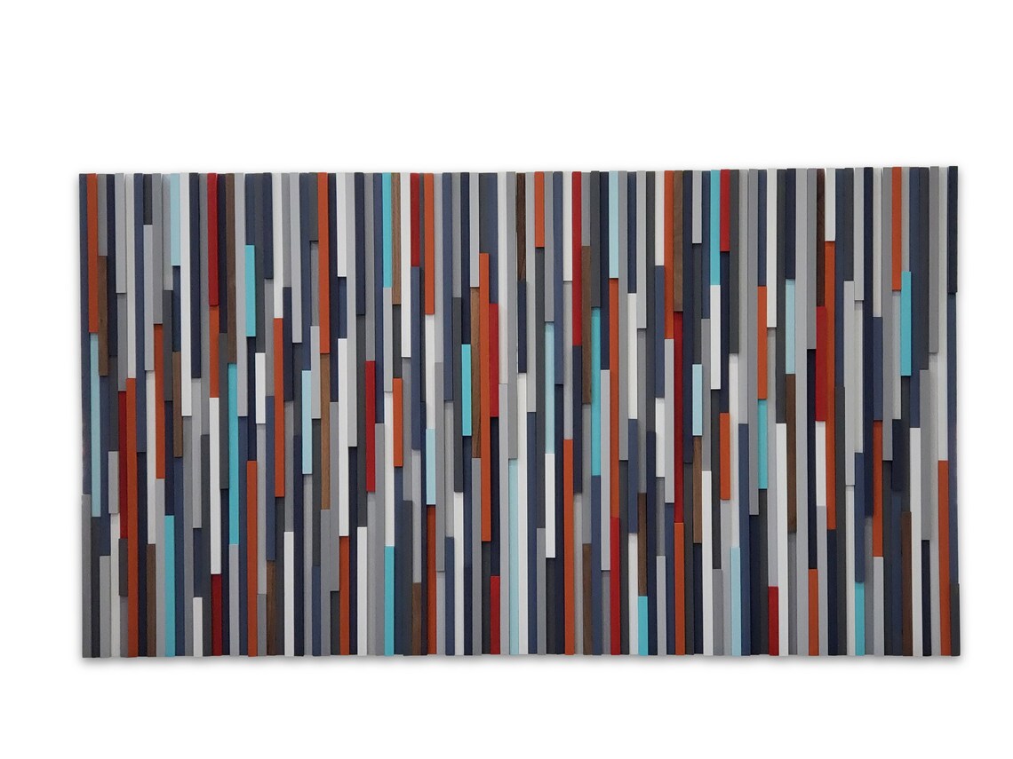 Mid Century Modern Art Plank Wood Mosaic Wall Decor