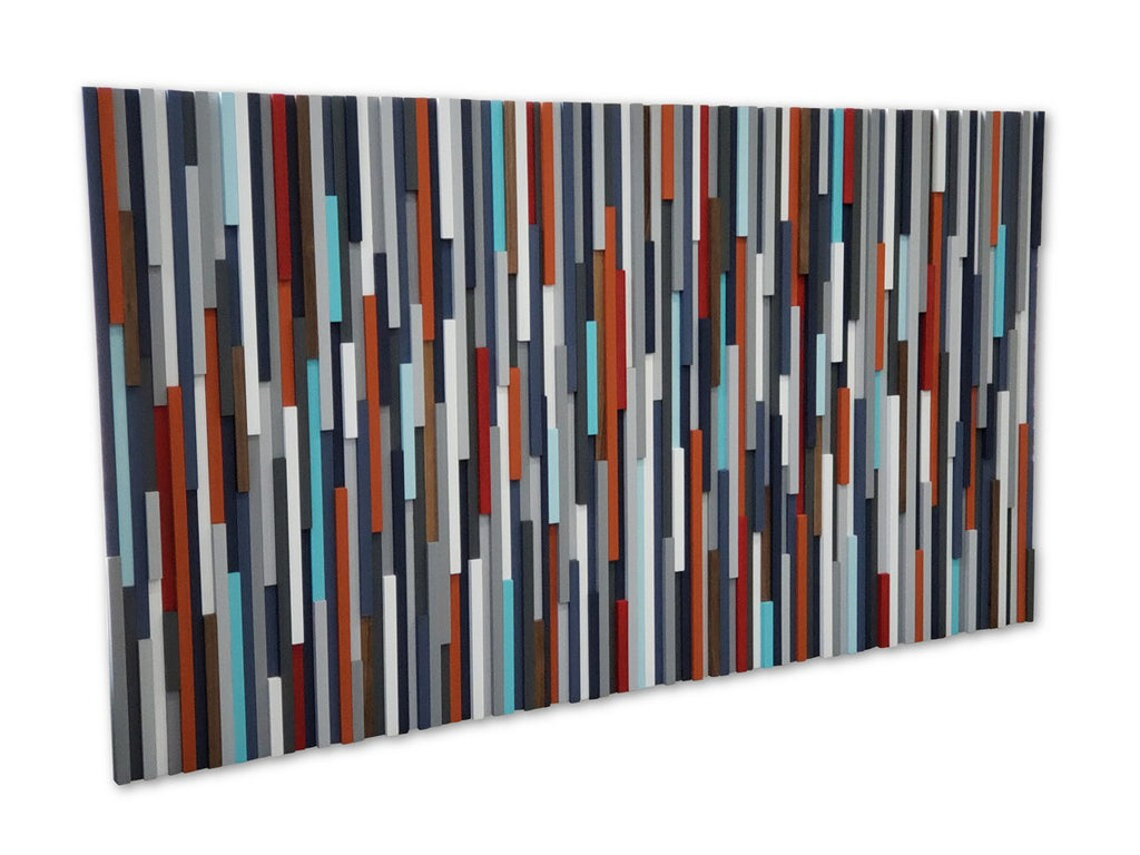 Mid Century Modern Art Plank Wood Mosaic Wall Decor