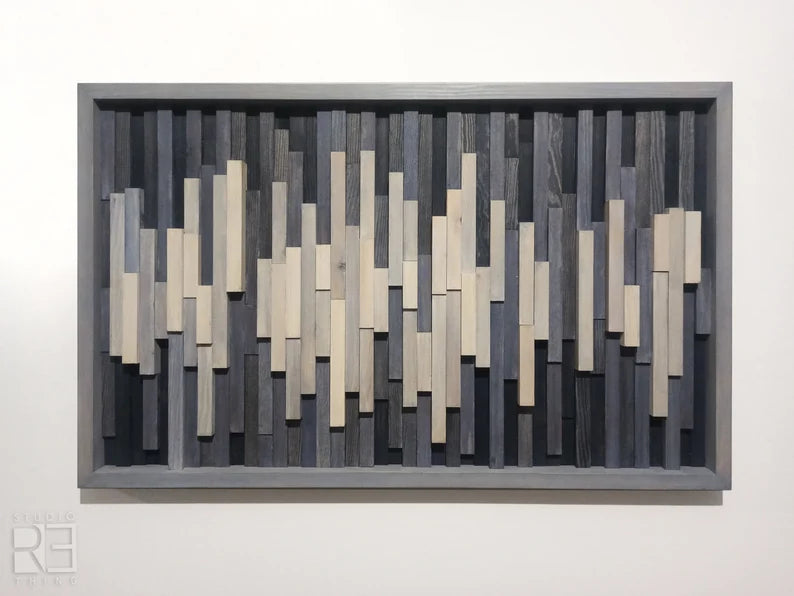 Mid Century Plank Wood Mosaic Wall Decor