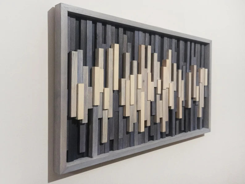 Mid Century Plank Wood Mosaic Wall Decor