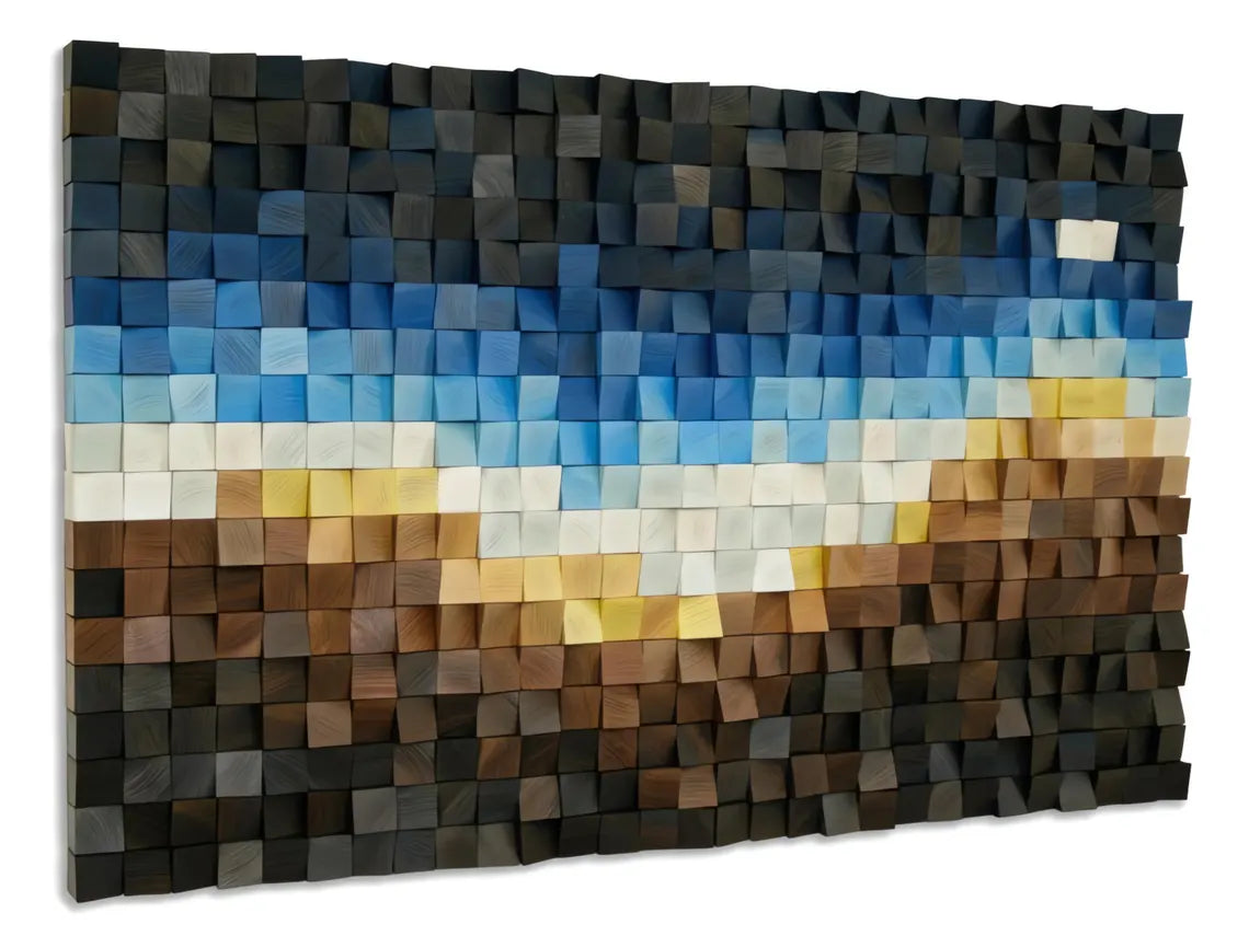 Midnight Shore Wood Mosaic Wall Decor