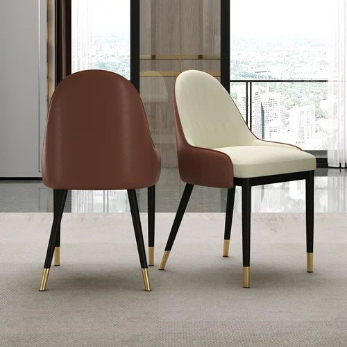 Modern Beige And Brown Upholstered Dining Chair