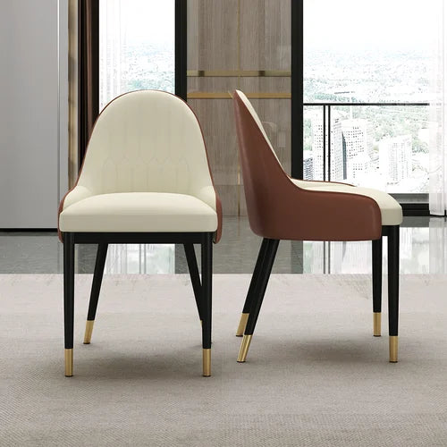 Modern Beige And Brown Upholstered Dining Chair
