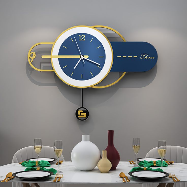 Modern Stylish Geometric Metal Wall Clock