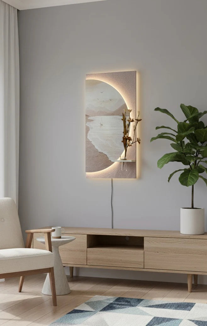 Modern Creative Sandstone Imitation Plant Wall Art Led