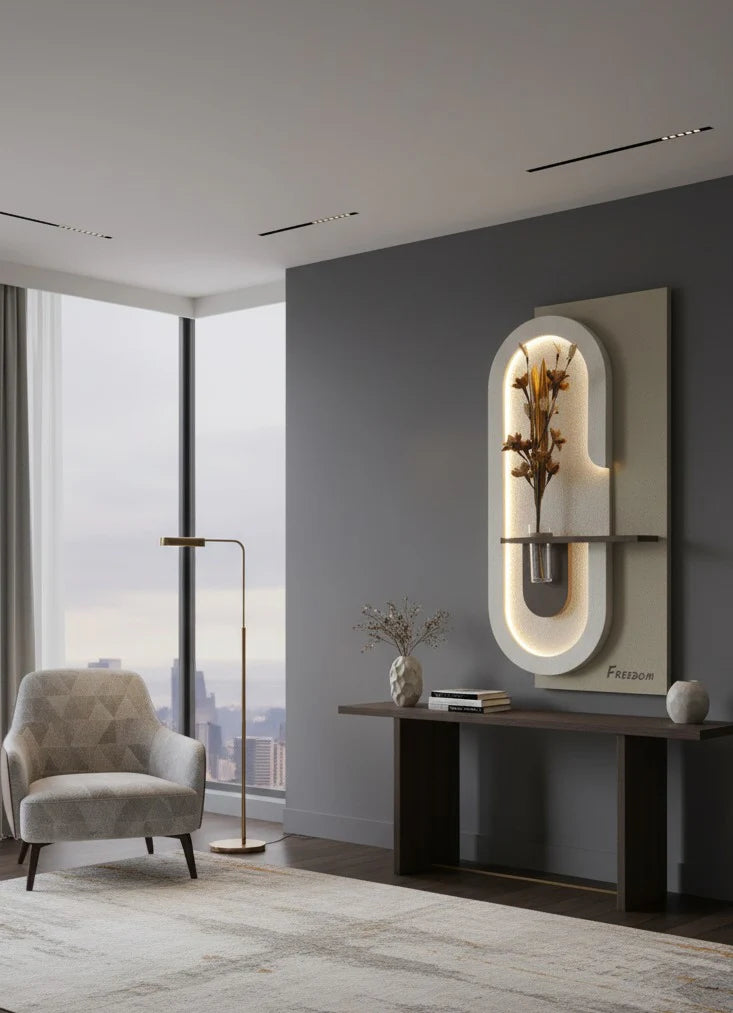 Modern Dynamic Sandstone Imitation Plant Wall Art Led