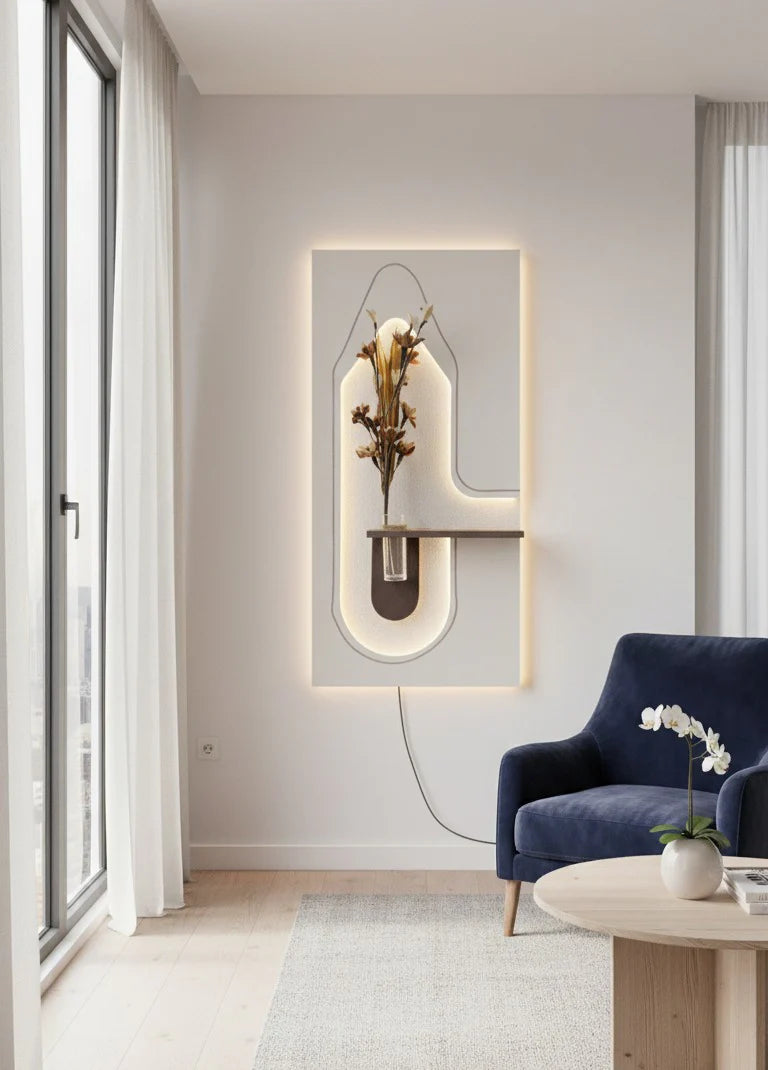 Modern Eyecatching Sandstone Imitation Plant Wall Art Led
