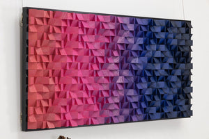 Shades Of Navy Blue And Pink Luxury Wood Mosaic Wall Decor