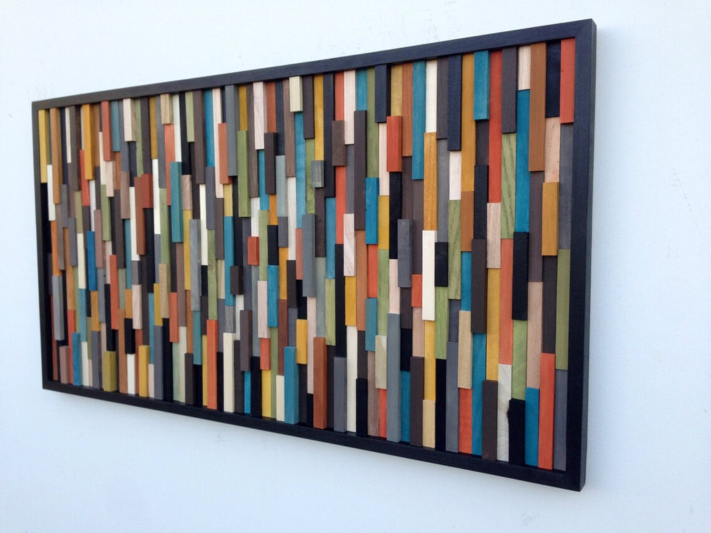 Northern Lights Wall Art Plank Wood Mosaic Wall Decor
