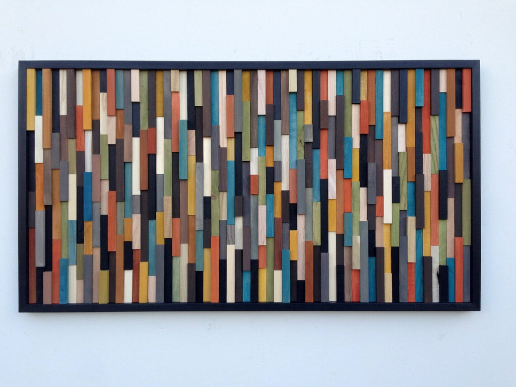 Northern Lights Wall Art Plank Wood Mosaic Wall Decor