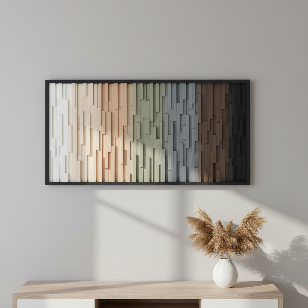Ombre Earth tones Plank Wood Mosaic Wall Decor