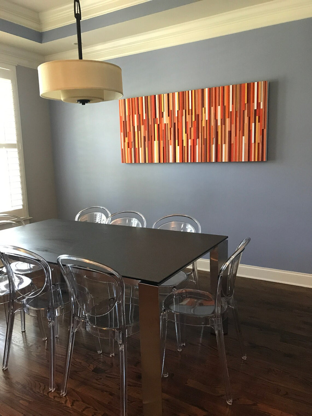 Orange Plank Wood Mosaic Wall Decor