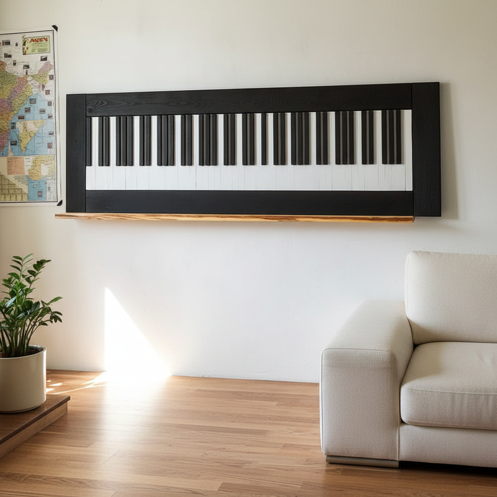 Piano Plank Wood Mosaic Wall Decor