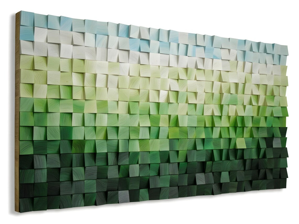 Peaceful Meadow Wood Mosaic Wall Decor
