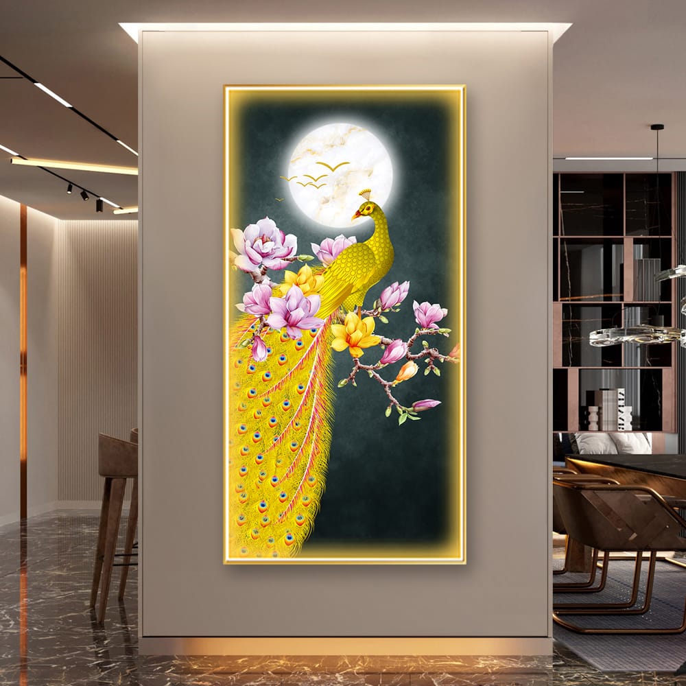 Peaceful Peacock Crystal Painting With LED
