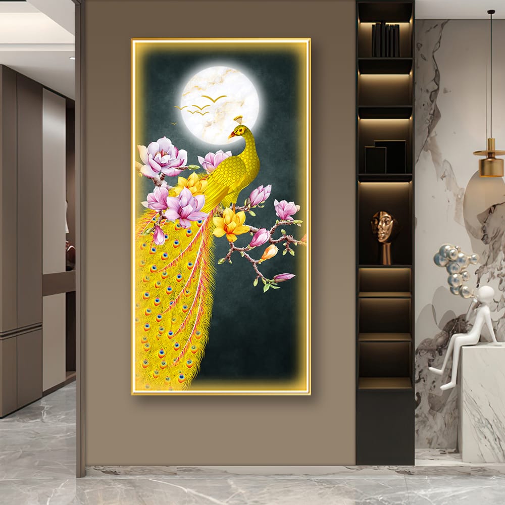 Peaceful Peacock Crystal Painting With LED