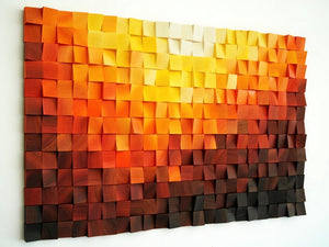 Phoenix Rising Wood Mosaic Wall Decor