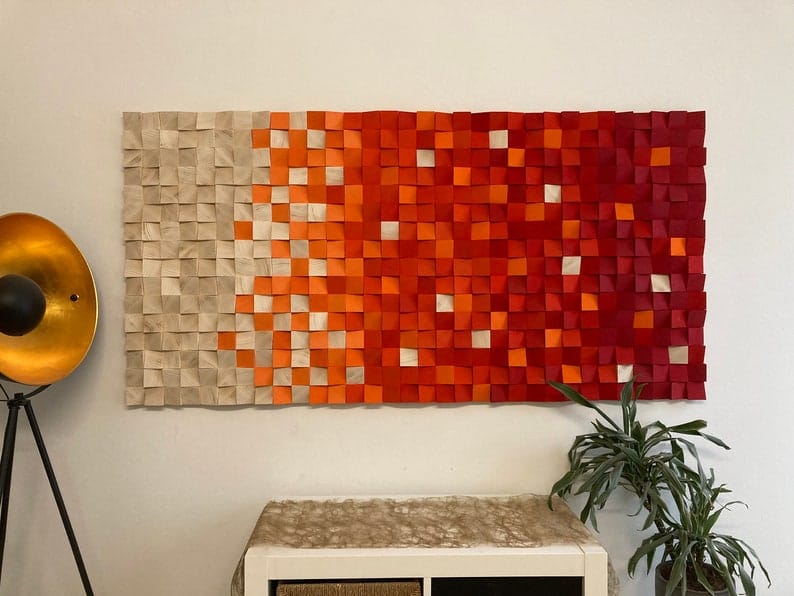 Charming Red Carpet Wood Mosaic Wall Decor
