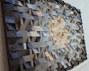 Rustic Brown Wood Mosaic Wall Decor