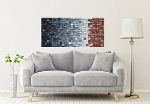 Rustic Copper/Dark Gray and White Wood Mosaic Wall Decor