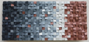 Rustic Copper/Dark Gray and White Wood Mosaic Wall Decor