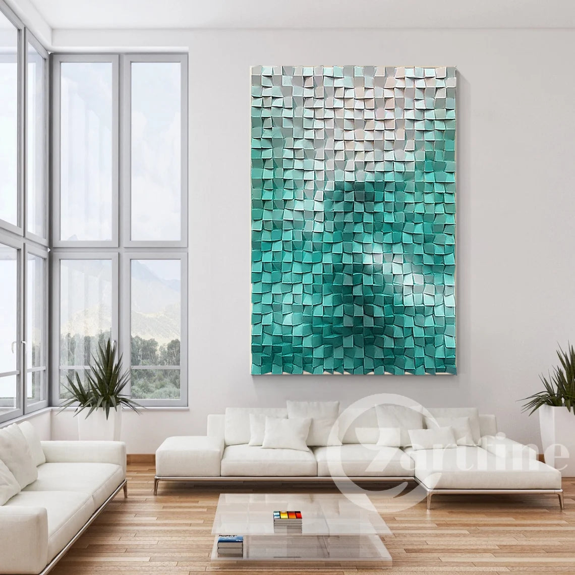 Sea Wave Wood Mosaic Wall Decor