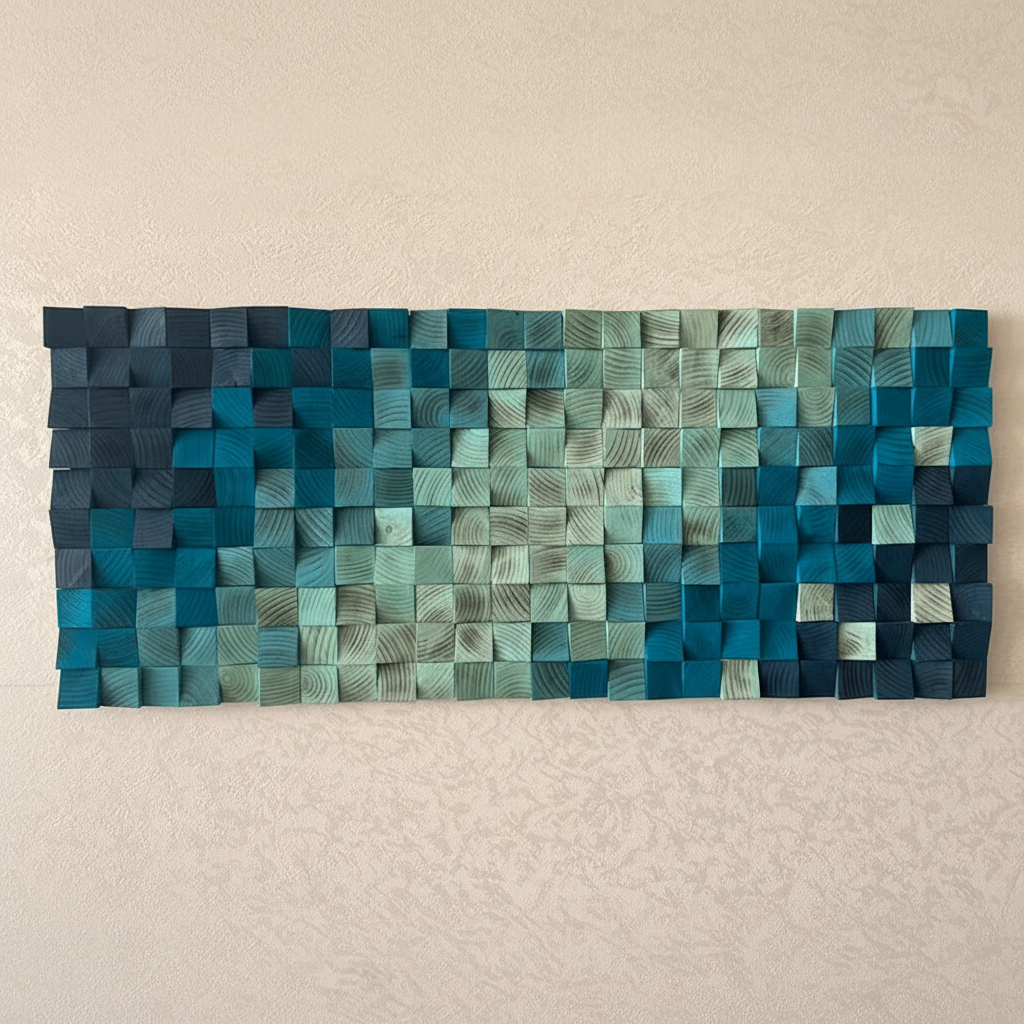 Shades Of Sky Wood Mosaic Wall Decor