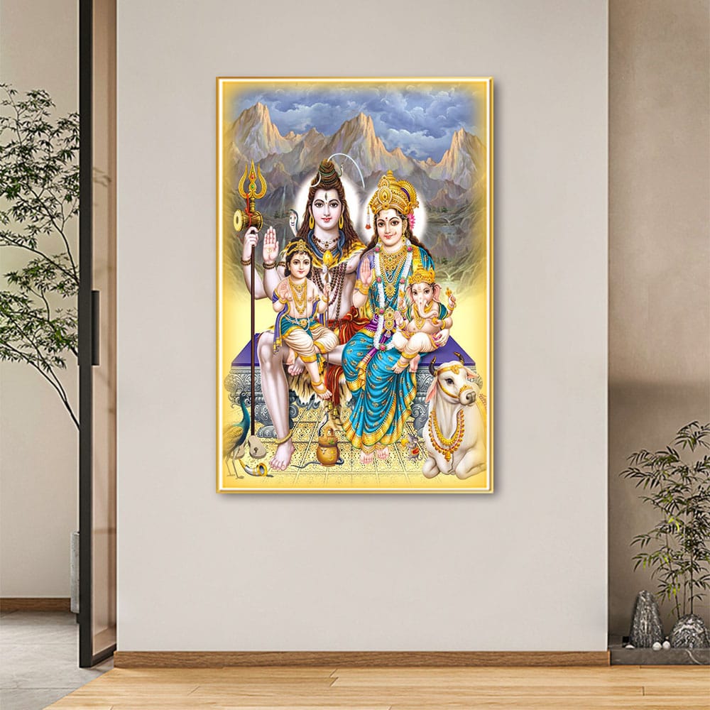 Shiv Parvati Crystal Painting With LED