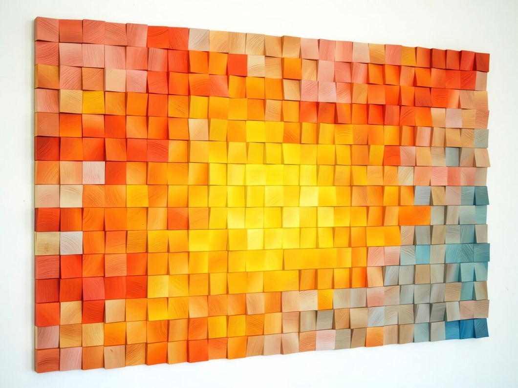 Solar Vitality Wood Mosaic Wall Decor