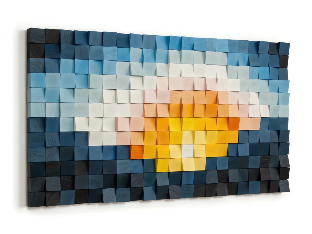 Solitary Light Wood Mosaic Wall Decor