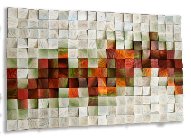 Abstract Sound Wave Wall Art Wood Mosaic Wall Decor