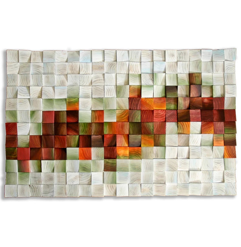 Abstract Sound Wave Wall Art Wood Mosaic Wall Decor
