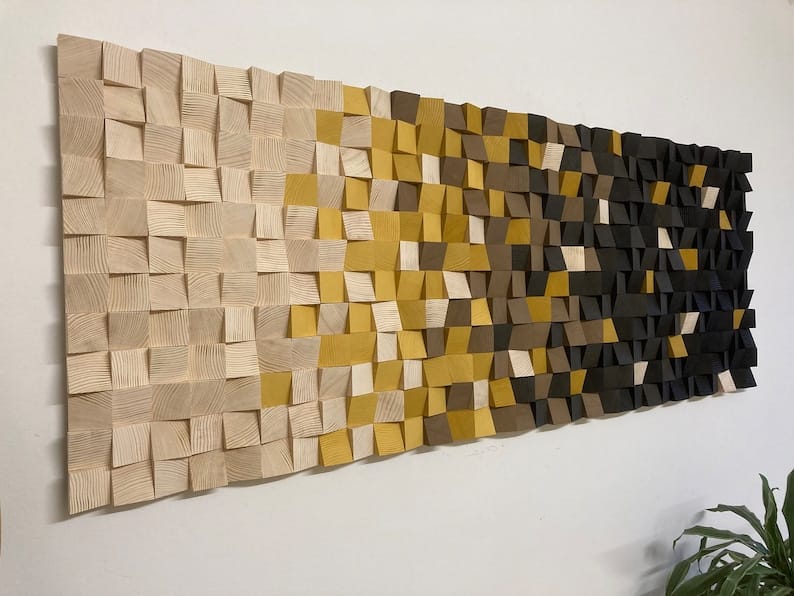 Spicy Caribbean Curry Wood Mosaic Wall Decor