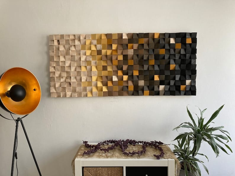 Spicy Caribbean Curry Wood Mosaic Wall Decor