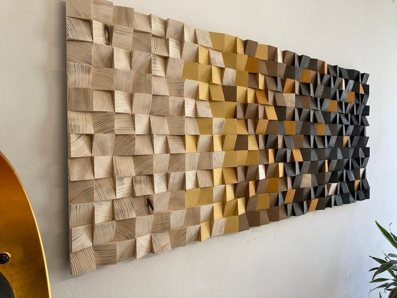 Spicy Caribbean Curry Wood Mosaic Wall Decor