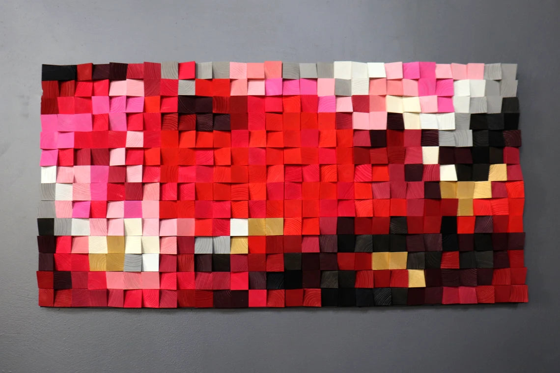 Splash Of Emotions Wood Mosaic Wall Decor
